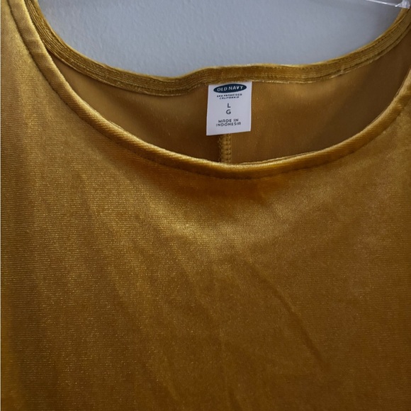 Old Navy Mustard Yellow Velvet Swing Dress Size Large Stretchy - Picture 5 of 7